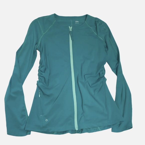 TITLE NINE Teal Zip Pullover Rash Guard Swim Shirt Women's M Svelte Sunbuster LS - Picture 4 of 12